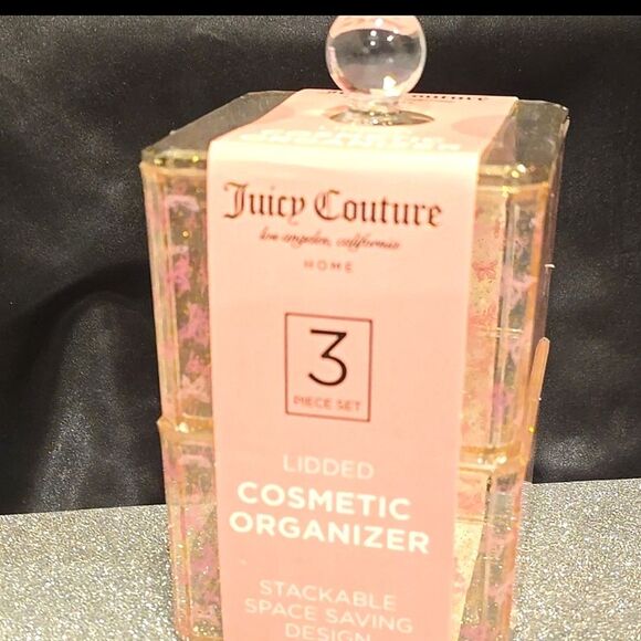 Juicy Couture Home Butterflies Juicy Logo Lidded Cosmetic Organizer 3-PC Set - Picture 6 of 12